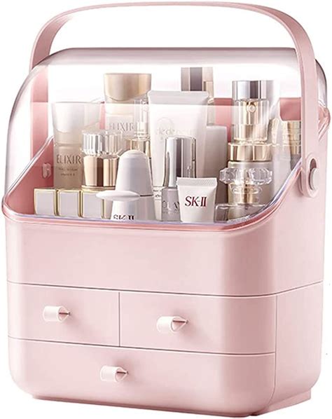 Sunficon Pink Makeup Organizer With Dust Free Cover