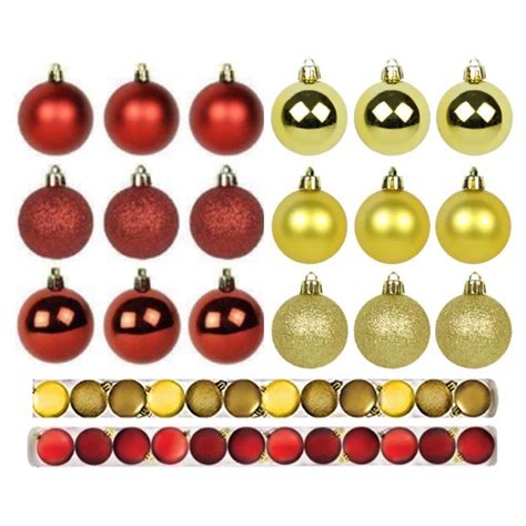 Kit 30 Bolas De Natal Mista 4cm Vermelha Dourada Decoração Faz a Boa