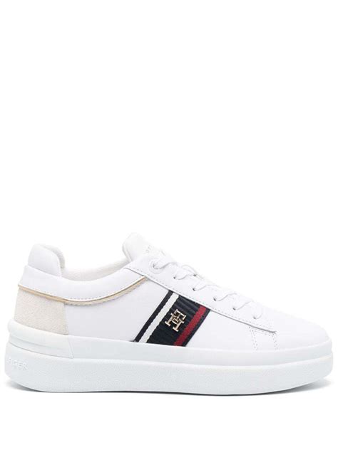 Tommy Hilfiger Logo Plaque Low Top Sneakers White Editorialist