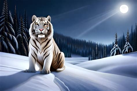 Premium Ai Image White Tiger In The Snow Wallpapers