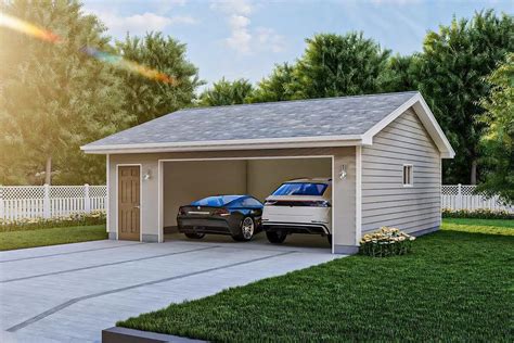 Single Story Traditional Car Garage Plan With Vaulted Ceiling House Plan