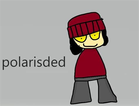 A Drawing Of A Person Wearing A Red Hat With The Words Polarised On It