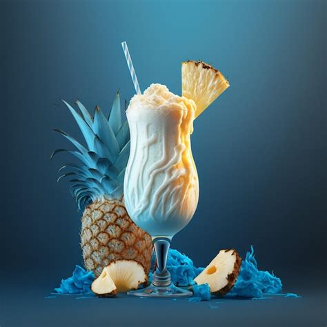 Premium Ai Image Pina Colada Cocktail Fresh Pineapple And A Glass With A Straw In It