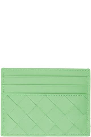 Bottega Veneta Green Intrecciato Credit Card Holder SSENSE