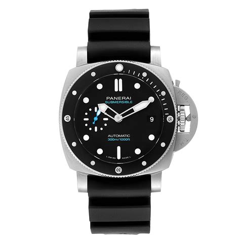 Panerai Luminor Submersible Mm Black Rubber Strap Mens Watch Pam