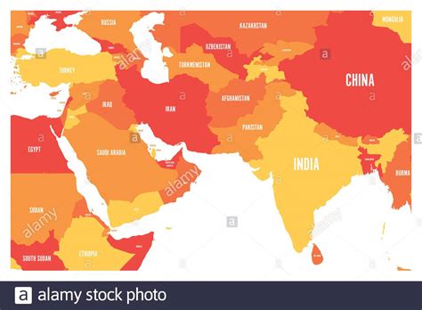 Politische Karte Von S Dasien Und L Ndern Des Nahen Ostens Einfache