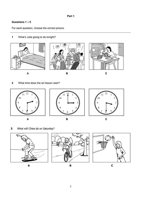 Solution A2 Key For Schools 2020 Sample Tests Listening Question Paper