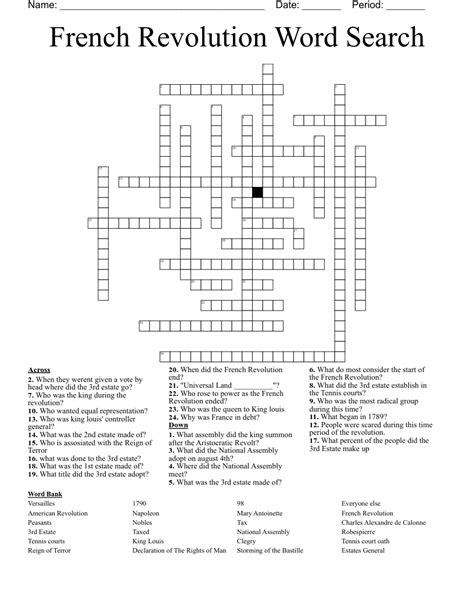 French Revolution Crossword Wordmint