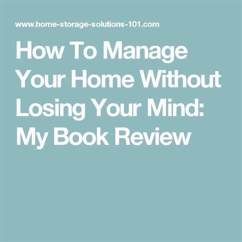 How To Manage Your Home Without Losing Your Mind My Book Review