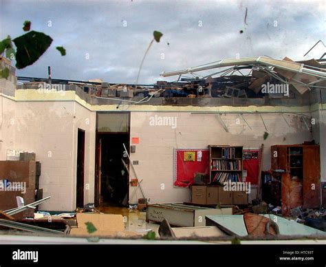 tornado damage to Laurel High School 2001 Laurel, Md Stock Photo - Alamy