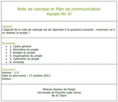 Comment R Diger Une Note De Cadrage Projet Efficace Exemple