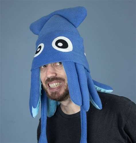 Squid Hat Fleece Medium Blue Plush Etsy