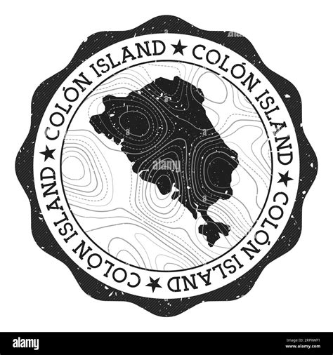 Colon Island Outdoor Stamp Round Sticker With Map With Topographic