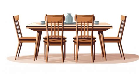 premium vector  drawing   dining table  chairs   plate