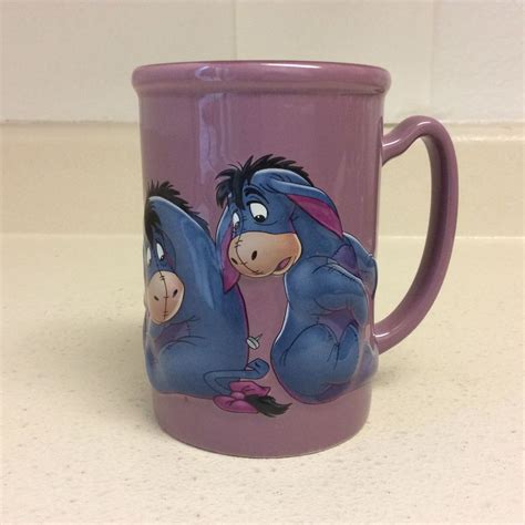 Eeyore Winnie The Pooh 3D Embossed Tall Purple Coffee Mug Disney Store