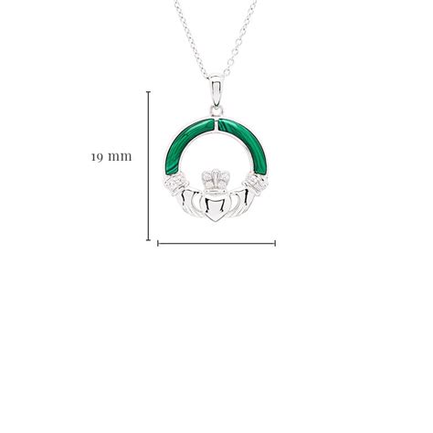 Green Malachite Sterling Silver Claddagh Pendant