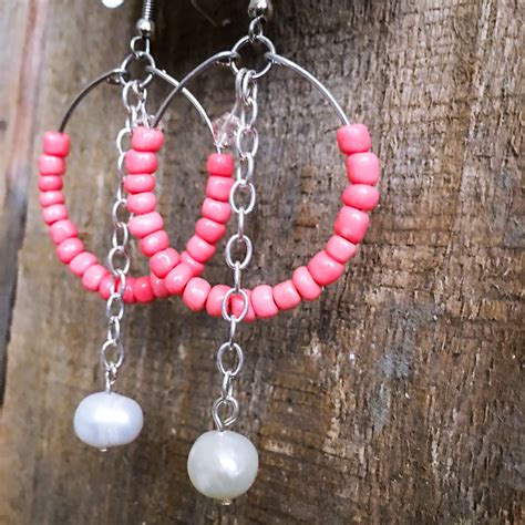 Pink Bead Hoops