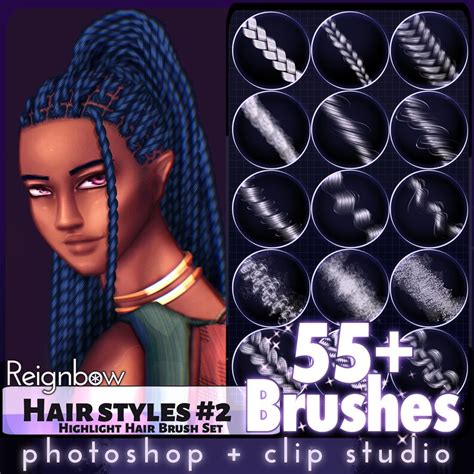 Photoshop Hair Brushes Clip Studio Paint Highlight Hair Etsy