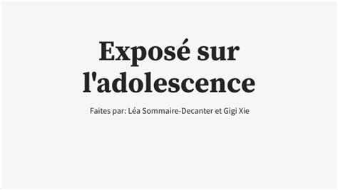 Exposé sur l adolescence