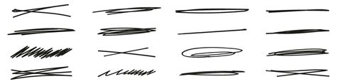 Line Strikethrough Elements Underline Pen Doodle Stroke Collection Of