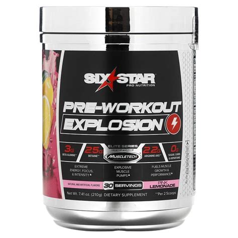 Six Star Elite Series Pre Workout Explosion Pink Lemonade Oz