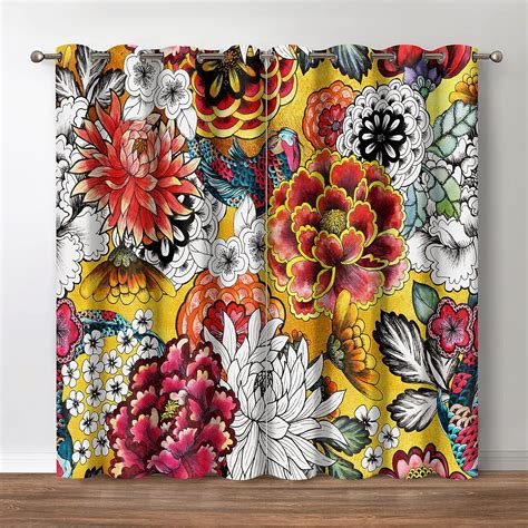 Amazon Jekeno Boho Floral Blackout Curtains Bohemian Colorful