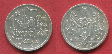 DANZIG 1 GULDEN 1923 Silber Silber Kogge Vz MA Shops