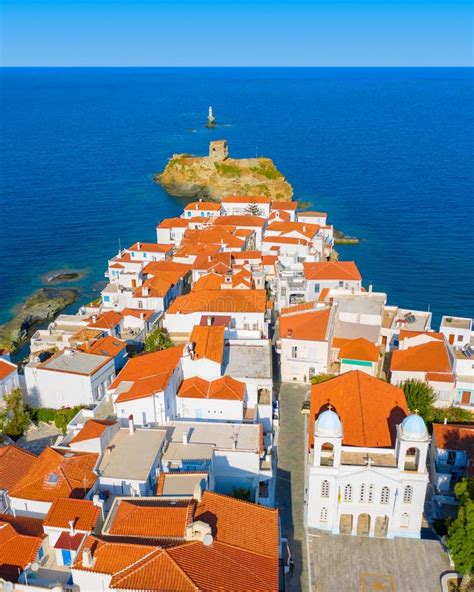 View Of Chora Town On The Beautiful Andros Island In Cyclades Greece