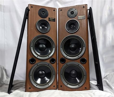 Pair Of Technics Sb A33 Double Woofer 3 Way Tower Speakers Reverb