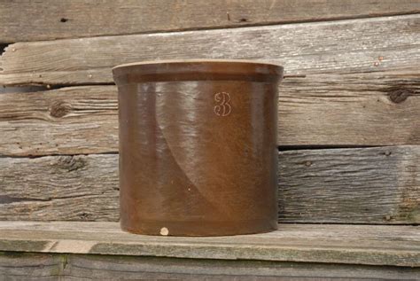 Vintage 3 Gallon Brown Stoneware Crockfermenting Crock