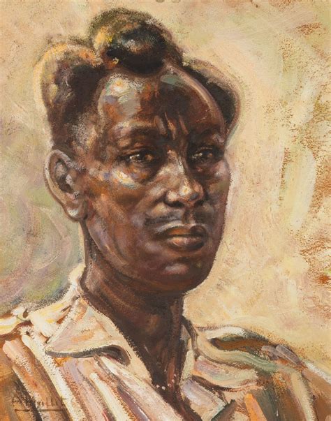 Andre Hallet Belgian 1890 1959 Portrait Of A Congo Man Cottone