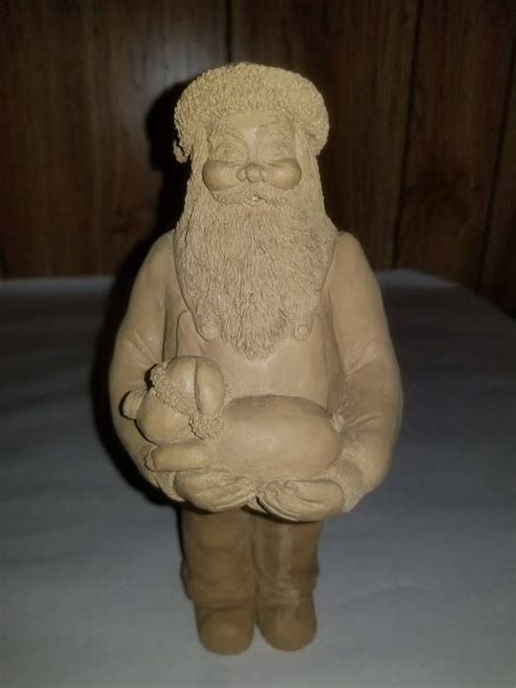 Hcf 8 Unfinished Pecan Resin Santa Holding A Pig With Etsy Santa