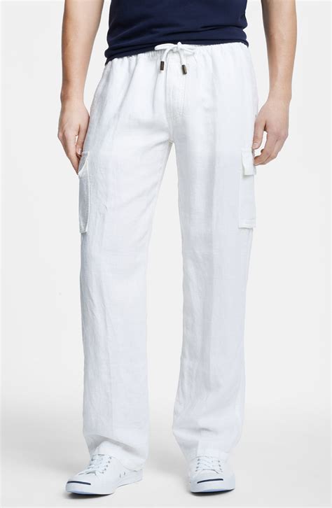 White Linen Cargo Pants Pi Pants