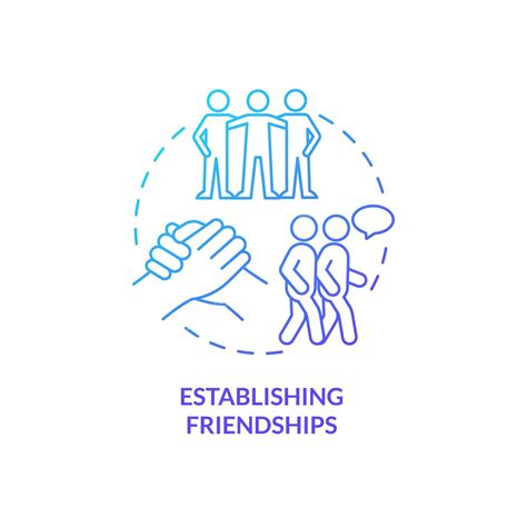 Establishing Friendships Blue Gradient Concept Icon Mental Outline