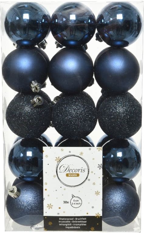 Kerstballen X Stuks Incl Ster Piek Donkerblauw Kunststof Bol