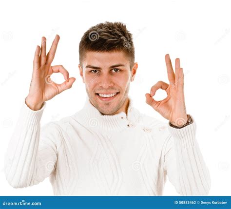 Young Guy Indicating Ok Sign Stock Photo Image Of Person Fellow