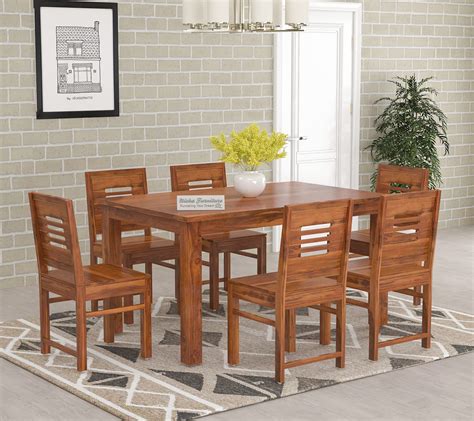 Nisha Furniture Solid Wood Seater Dining Table With Arban Chairs