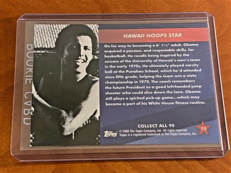 Barack Obama 2008 Topps Basketball High School Rookie Card Hawaii Hoops