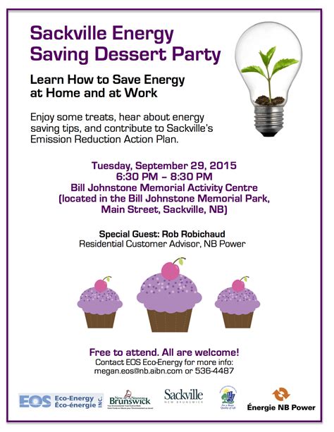 Eos Is Hosting A Sackville Energy Saving Dessert Party Sept 29 2015