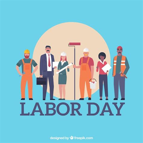 Labor Day Background With Workers Free Vector