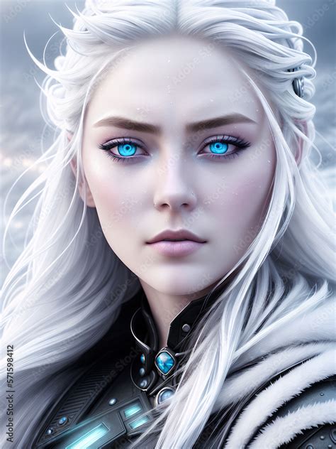 Fantasy Ice Power Witch A Beautiful Snow Queen With Magic Eyes Fairy