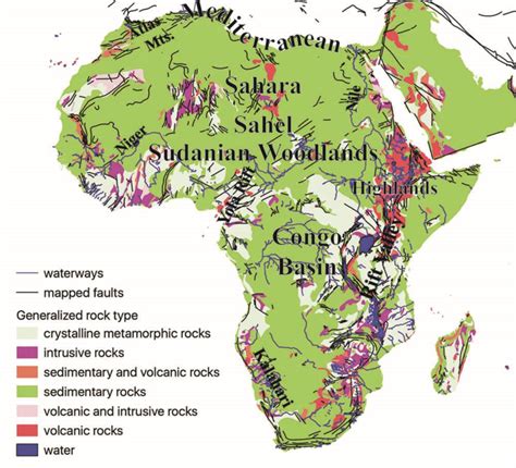 1 Geology and major geographic features of Africa. Geology supergroups... | Download Scientific ...