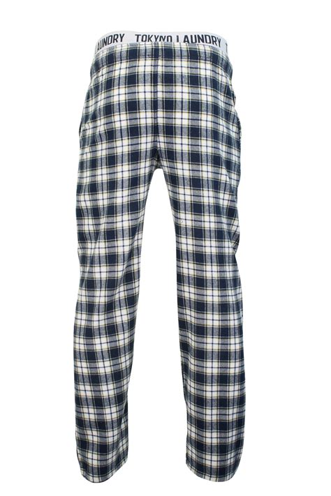 Mens Long Pyjama Bottoms By Tokyo Laundry Brushed Flannel Check