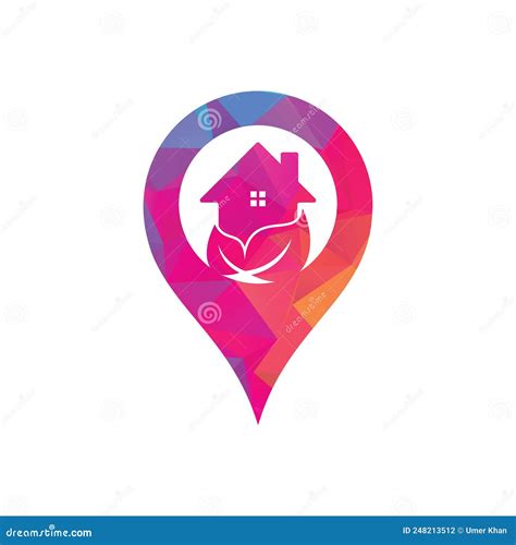 Home Leaf Map Pin Shape Concept Vector Logo Design. Stock Vector ...