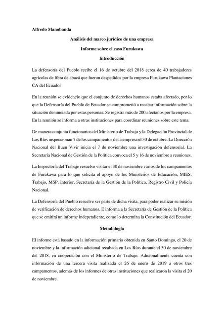 Ejemplo de análisis del marco jurídico de una empresa alfredo