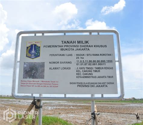 Plang Nama Pemilik Tanah Pioner Laser