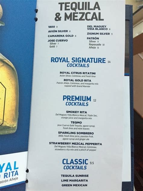 Drink Menu Royal Caribbean Blog