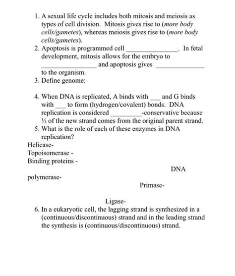 Solved 1 A Sexual Life Cycle Includes Both Mitosis And