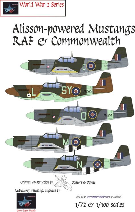 1 72 And 1 100 RAF Mustangs With Allison Engines 5 Kit Bundle Paper