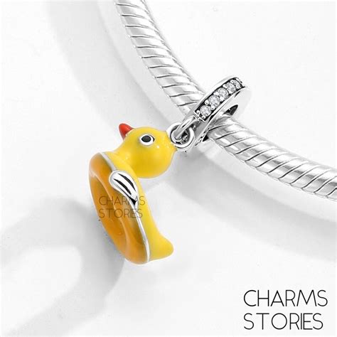 Yellow Rubber Duck Charm Toy Charm Fit Pandora Bracelet Sterling